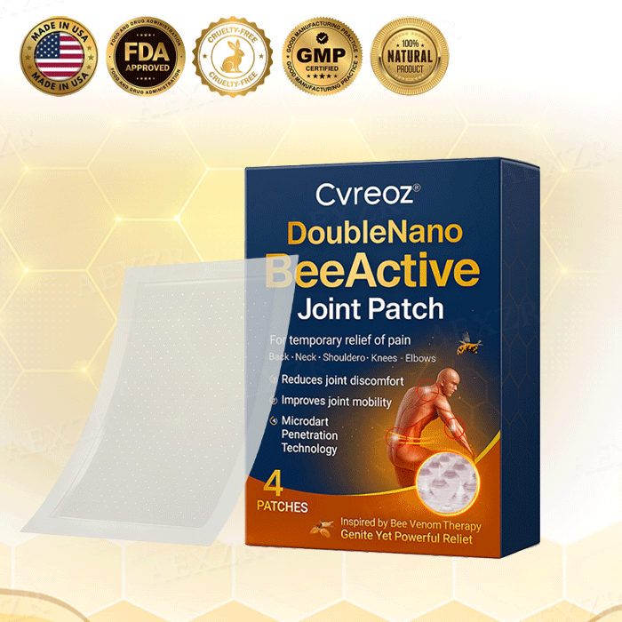 ✅⭐Official Store: Cvreoz® DoubleNano BeeActive Joint Patch –🐝 🦵Relief for Shoulder, Neck, Back & Knee Pain in 10 Minutes!
